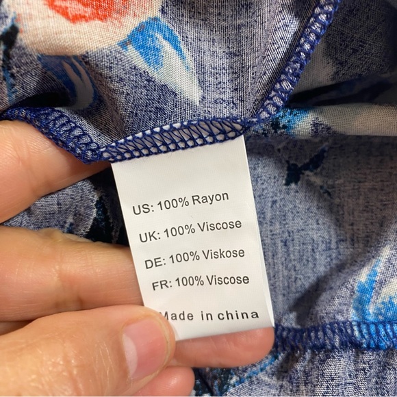 Kormei Dress Woman’s XL high low floral short sleeve 52” length smocked V neck - Picture 11 of 16